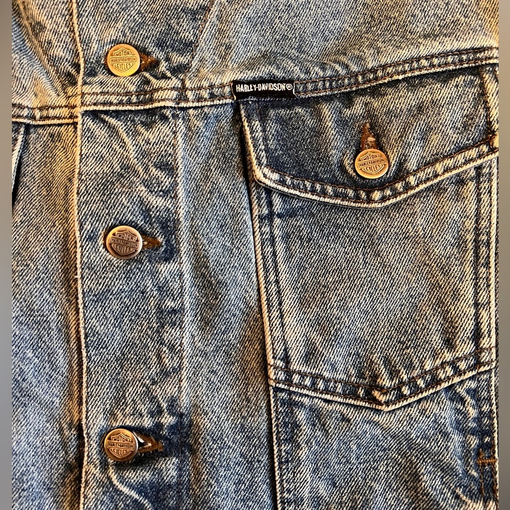 Harley Davidson Embroidered Denim Vest - Size XL - Picture 11 of 11